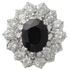1960s 4.05 Carat Sapphire and 2.10 Carat Diamond, 18k White Gold Cluster Ring 9