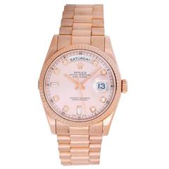 Rolex Rose Gold Diamond Dial President Day-Date Wristwatch Ref 118235
