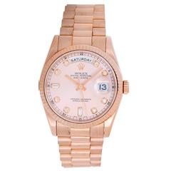 Rolex Rose Gold Diamond Dial President Day-Date Wristwatch Ref 118235 