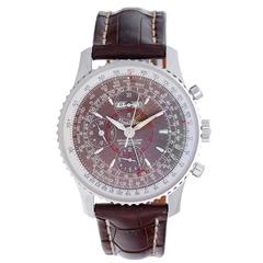 Breitling Montbrillant Stainless Steel Datora Brown Dial Chronograph Wristwatch