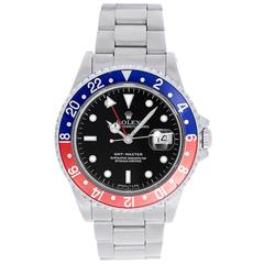 Rolex Stainless Steel GMT-Master Red Blue Pepsi Bezel Automatic Wristwatch