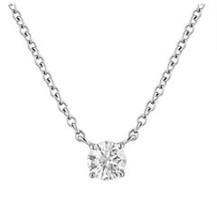 GIA Certified 0.51 Carat Diamond Gold Solitaire Necklace