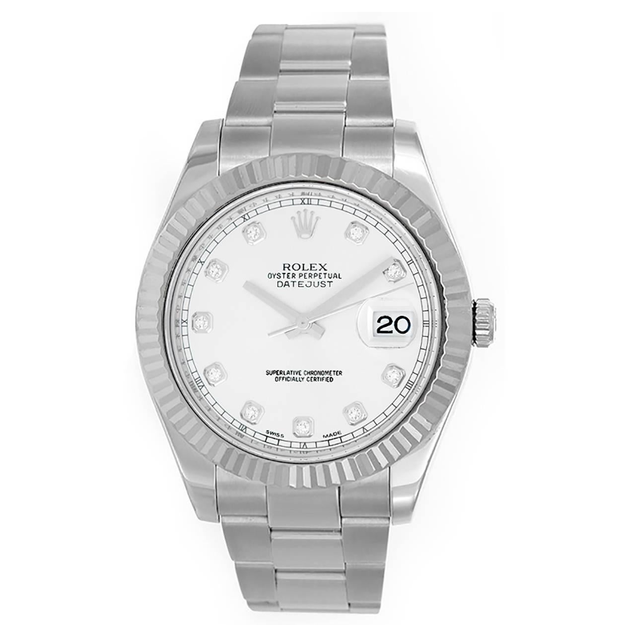 Rolex Stainless Steel Diamond Dial Datejust Automatic Wristwatch Ref 116234