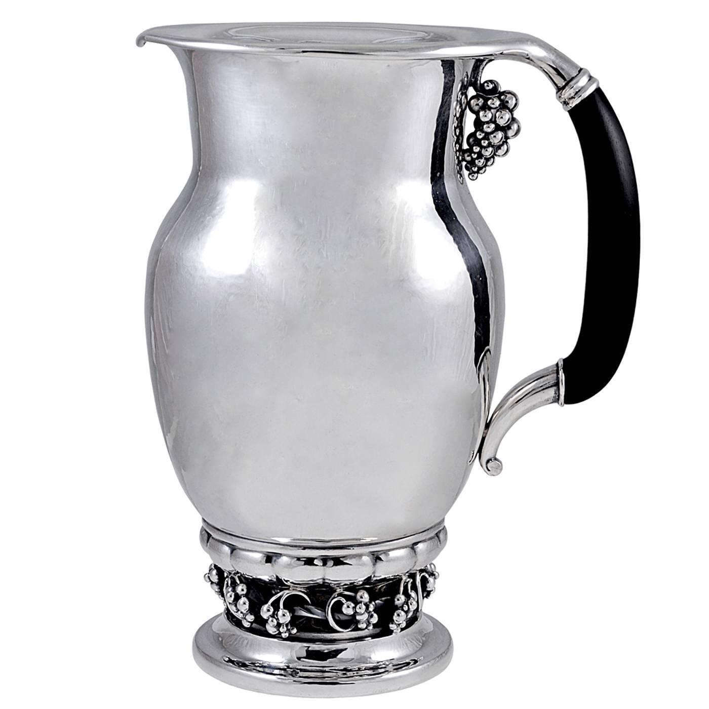 Georg Jensen Silver and Ebony Pitcher No. 407B For Sale