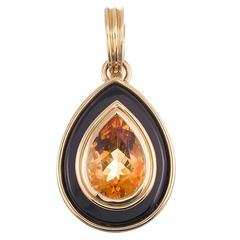 Citrine Onyx Gold Teardrop Pendant 1