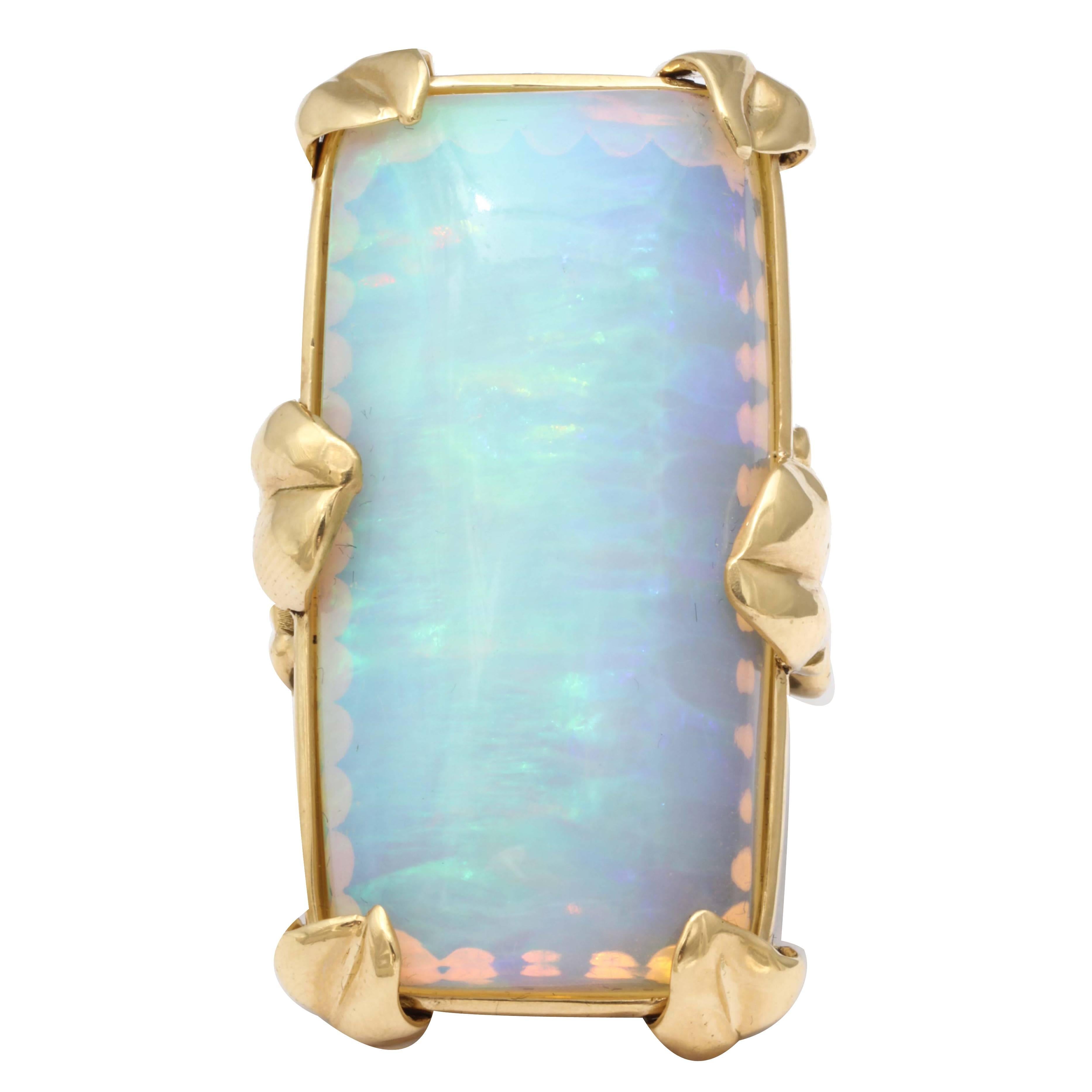 Rebecca Koven 50.46 Carat Opal Gold Nymphaea Ring For Sale
