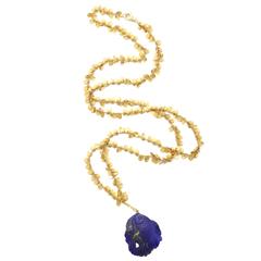 Lapis Lazuli Gold Gone Fishing Necklace