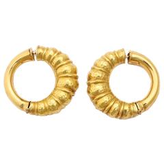 Lalaounis Archaic Inspired Gold Hoop Earrings