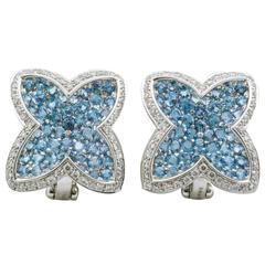 Rodney Raynor Blue Topaz Diamond Gold Star Clip-On Earrings 11