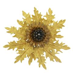 Buccellati Large Gold Thistle Flower Brooch Pin 