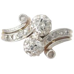 0.75Ct Diamond & 18k Yellow Gold, Platinum Set Twist Ring - Antique Circa 1920