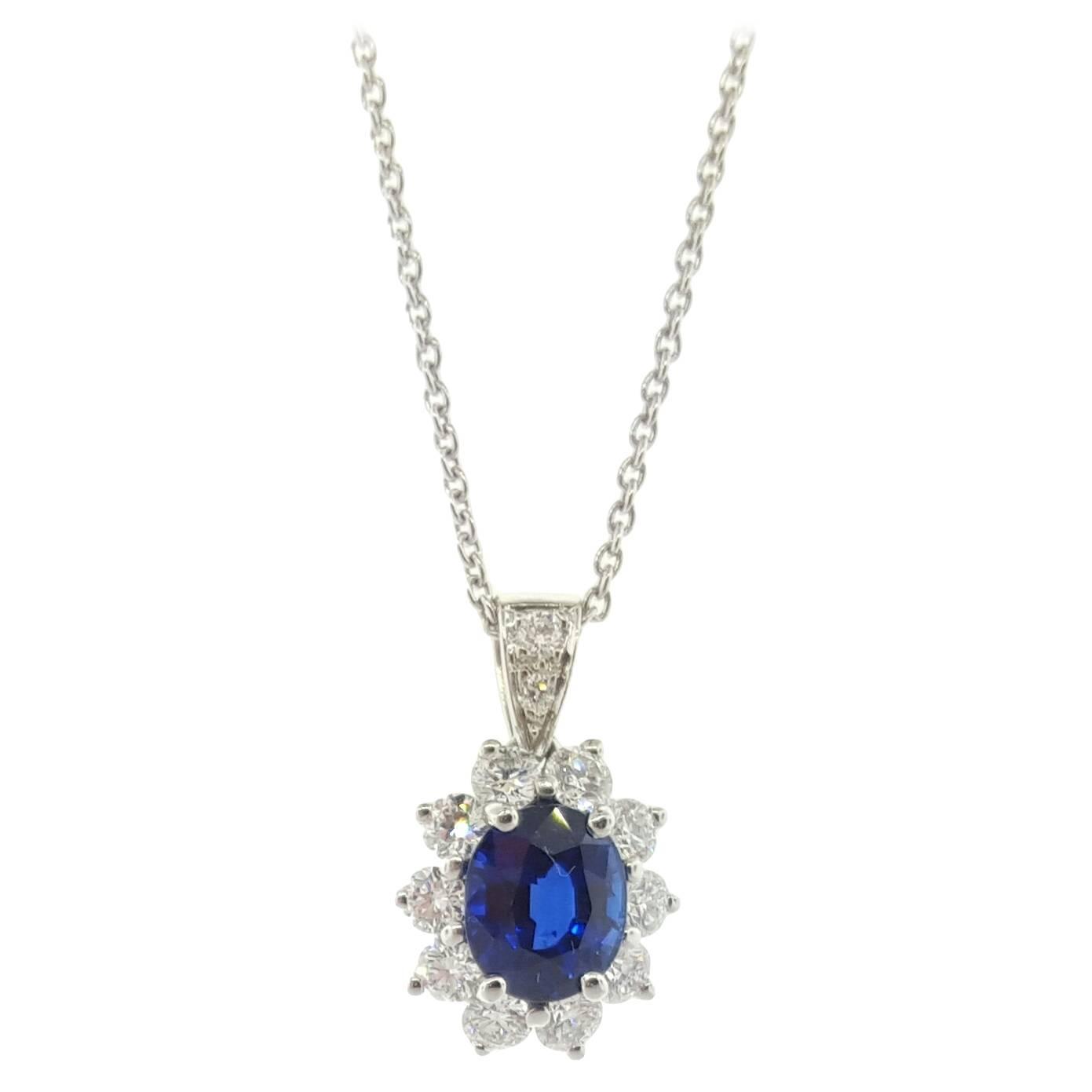 Tiffany and Co. Sapphire Diamond Platinum Necklace at 1stdibs