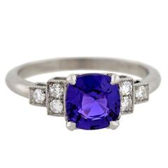  Natural Color Changing 1.65 Carat Sapphire Diamond Platinum Ring 