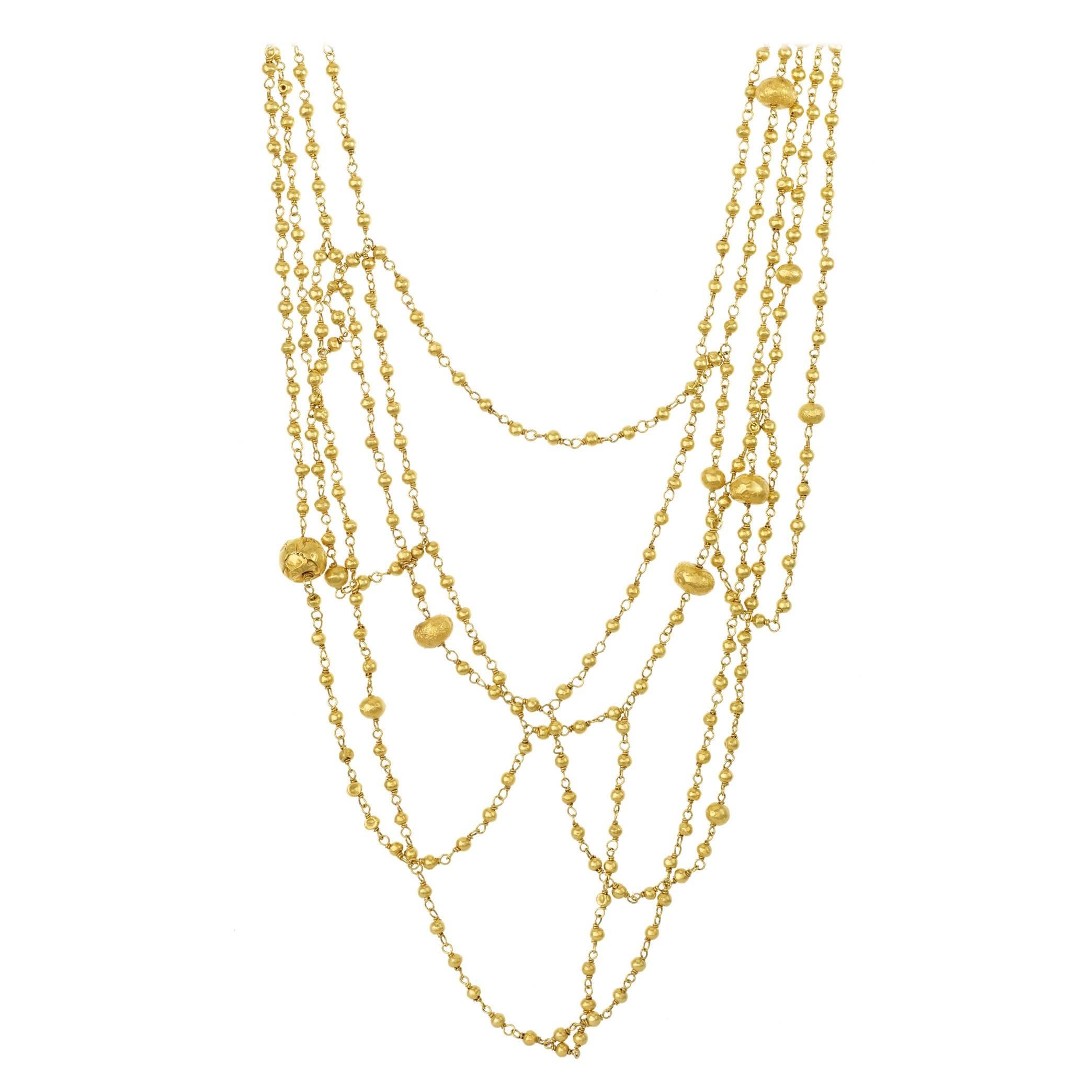 Pippa Small Multi-Strand Gold Bead Tangle Necklace For Sale
