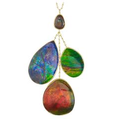 Three Drop Colette Set Ammolite Opal Necklace