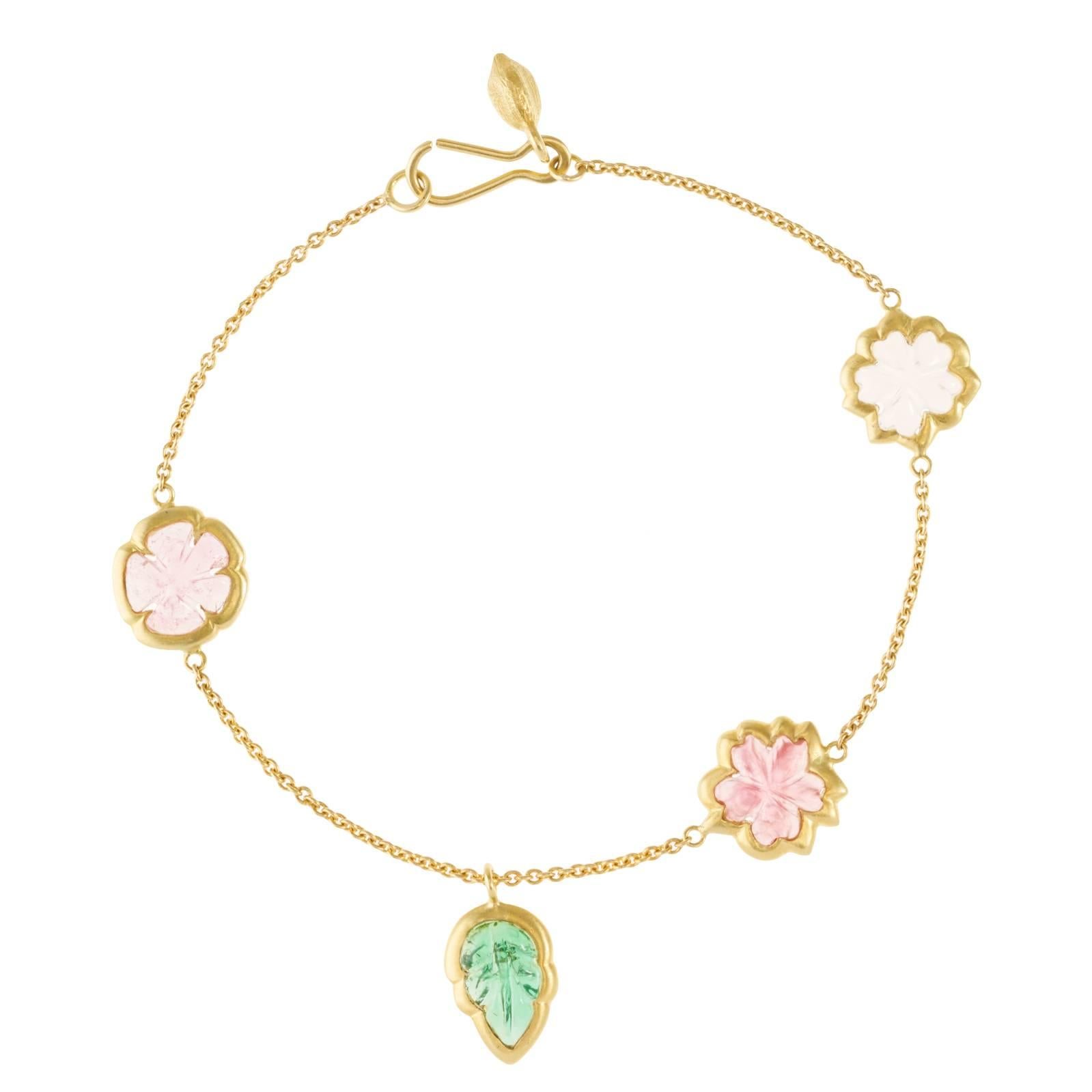 Flower Shower Gemstone Gold Bracelet
