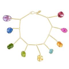 Rainbow Carousel Gemstone Gold Bracelet