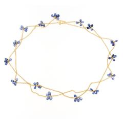 Jona Blue Sapphire Gold Long Chain Necklace 6