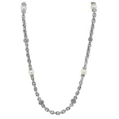 Judith Ripka Pearl Diamond Gold Necklace