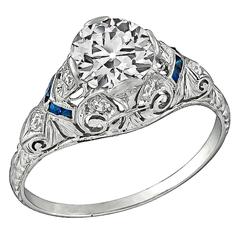 1.63 Carat GIA Cert Diamond Platinum Engagement Ring