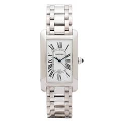 Cartier Lady's White Gold Tank Américaine Automatic Wristwatch