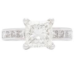 2.09 Carat GIA Cert Princess Cut Diamond Platinum Ring