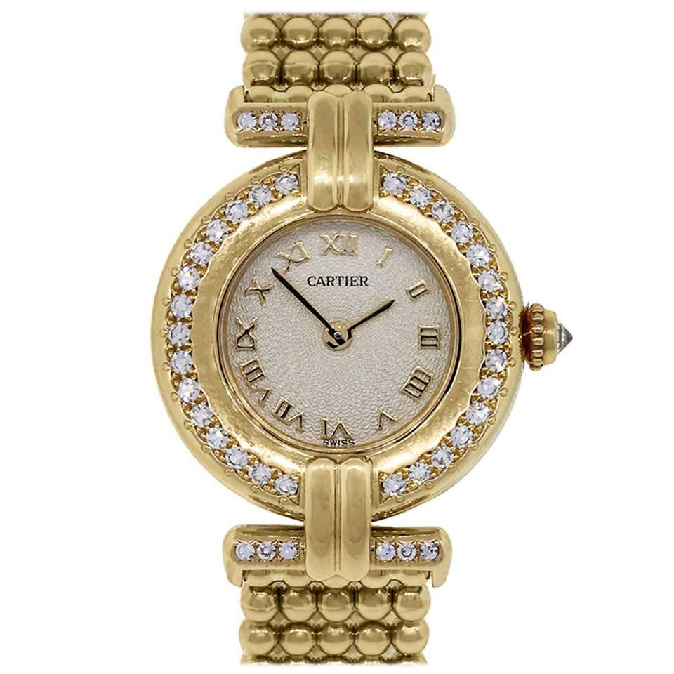 Cartier Lady's Yellow Gold Diamond Bezel Rivoli Quartz Wristwatch at ...