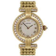 Cartier Lady's Yellow Gold Diamond Bezel Rivoli Quartz Wristwatch