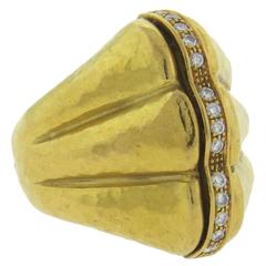 Diamond Hammered Gold Ring