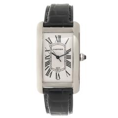 Cartier White Gold Tank Americaine Automatic Wristwatch