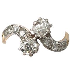 1.66Ct Diamond & 18k Yellow Gold, Platinum Set Twist Ring - Antique Circa 1910 8