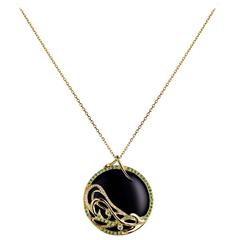 Ana De Costa Gold Tsavorite Onyx Diamond Pendant 2