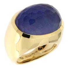 Jona Lapis Lazuli Rock Crystal Yellow Gold Ring 7