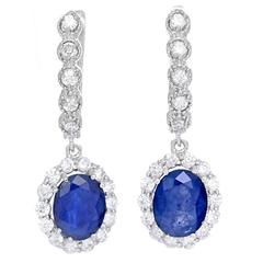 Stunning Sapphire Diamond Gold Dangle Earrings 6