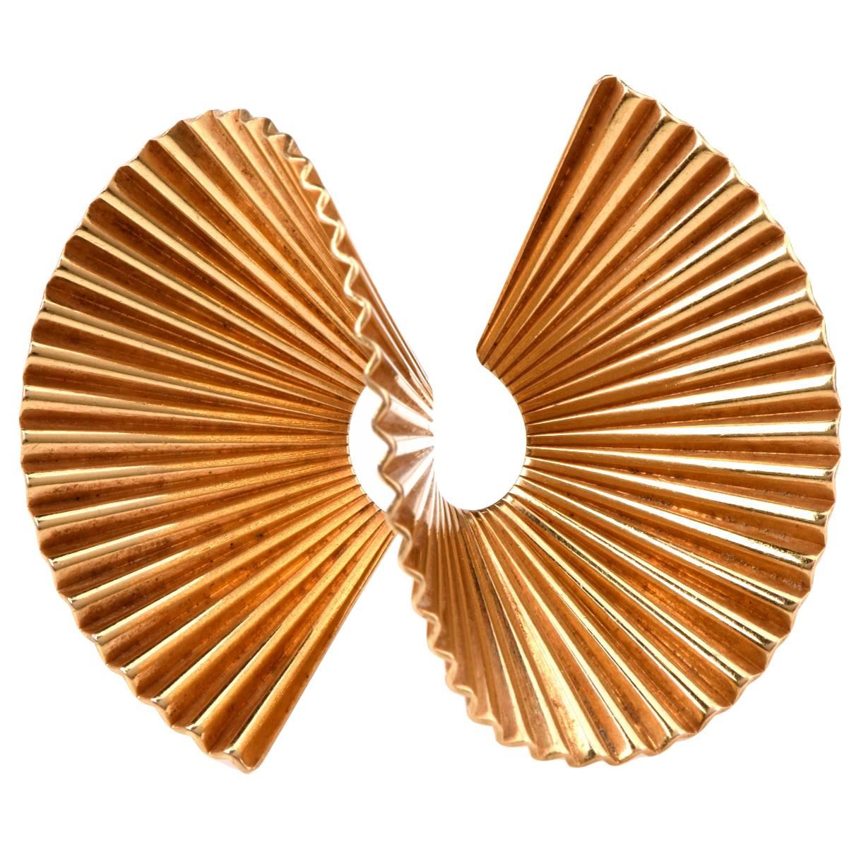 1950s Cartier Gold Fan Pin Brooch