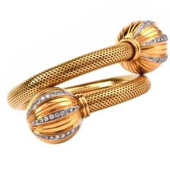 Diamond Gold Snake Cuff Bracelet