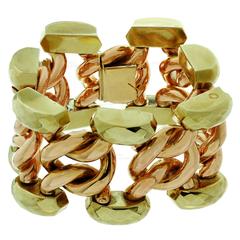 RETRO, 1940s Two Color Gold Large Link Bracelet