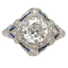 1930 Diamond Platinum Engagement Ring 