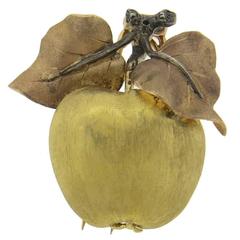 Vintage Buccellati Tricolor Gold Apple Brooch Pin