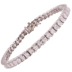 Asscher Cut Diamond Platinum Line Bracelet