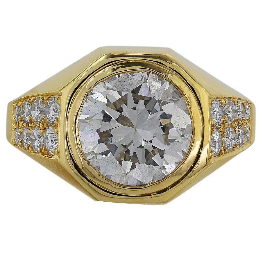 Bulgari 3.01 Carat GIA Cert Diamond Gold Ring