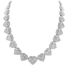 Riviere Diamond Platinum Heart Necklace