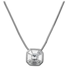 1.00 Carat Invisibly Set Diamond Gold Pendant and Chain
