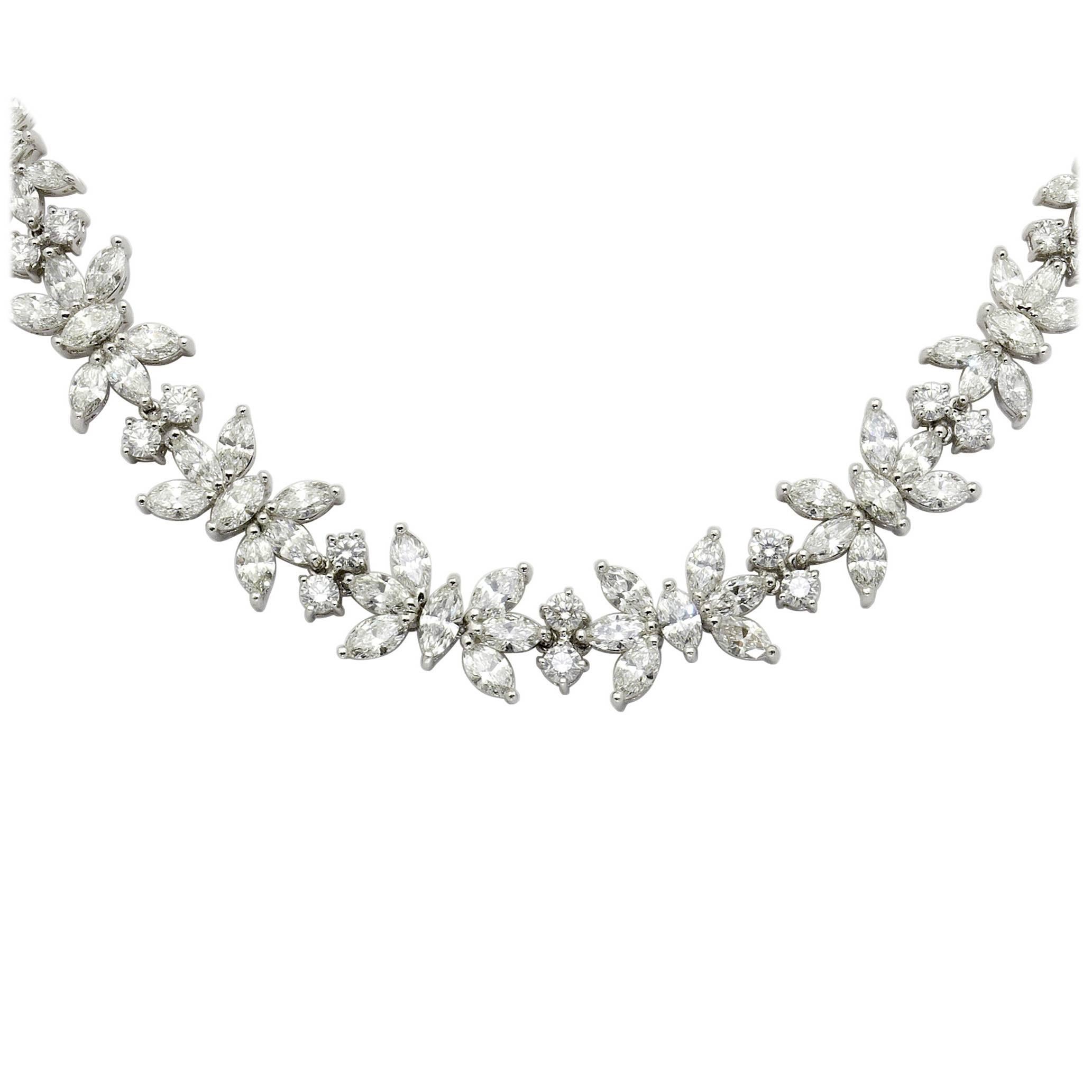 Fancy Shape Diamond Platinum Necklace For Sale