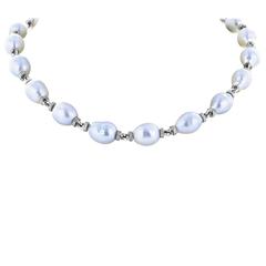 Baroque Pearl Diamond Gold Necklace 9
