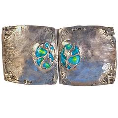 1907 H. King London Arts and Crafts Enamel Silver Buckle 9