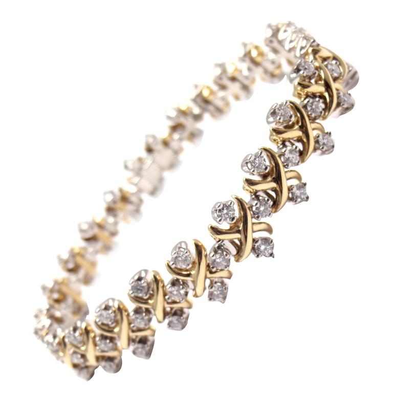 Tiffany and Co. Jean Schlumberger Lynn Diamond Platinum Gold Bracelet sur  1stDibs