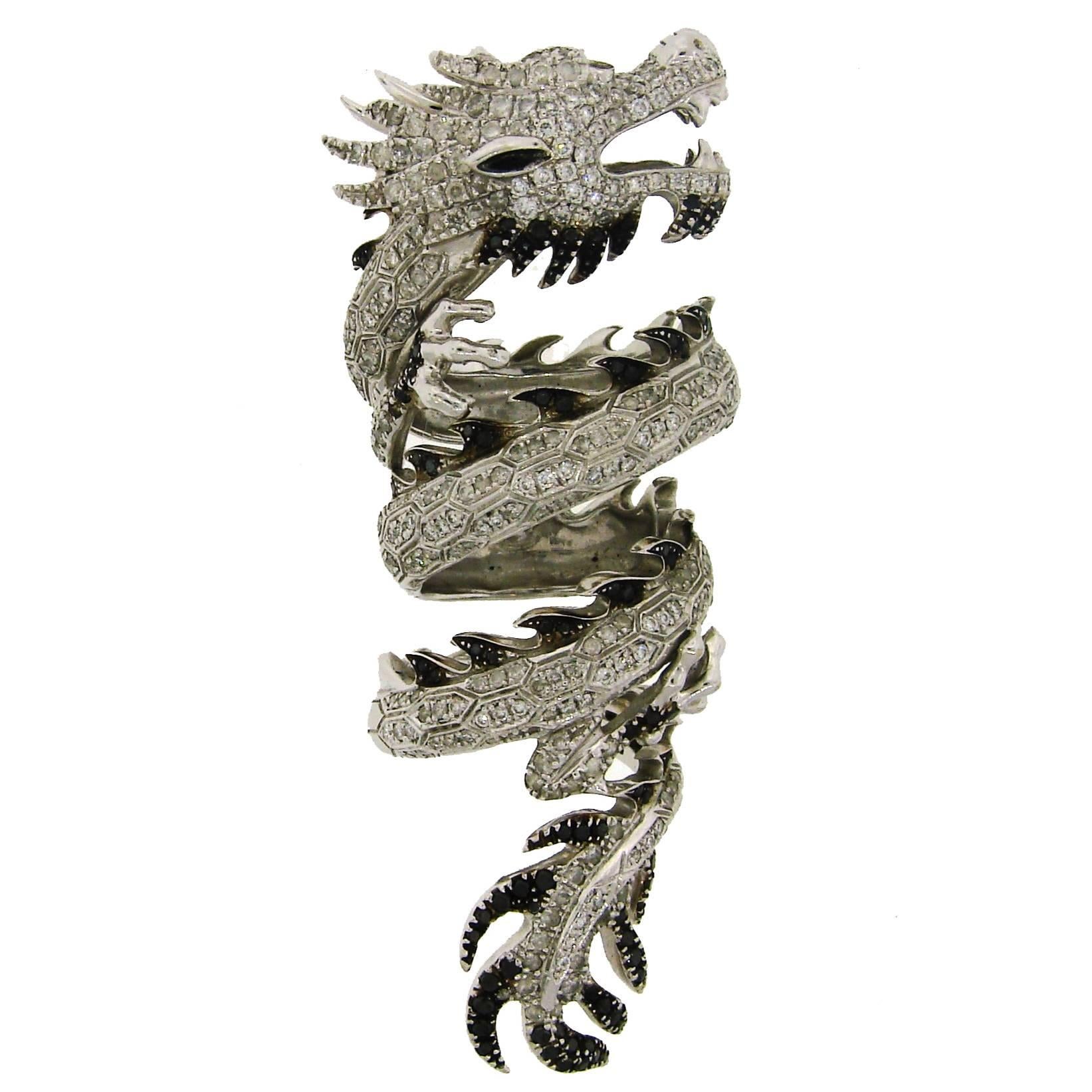 Elise Dray Diamond Gold Mechanical Dragon Ring 