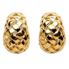 Tiffany & Co. Vannerie Collection Woven Gold Earrings