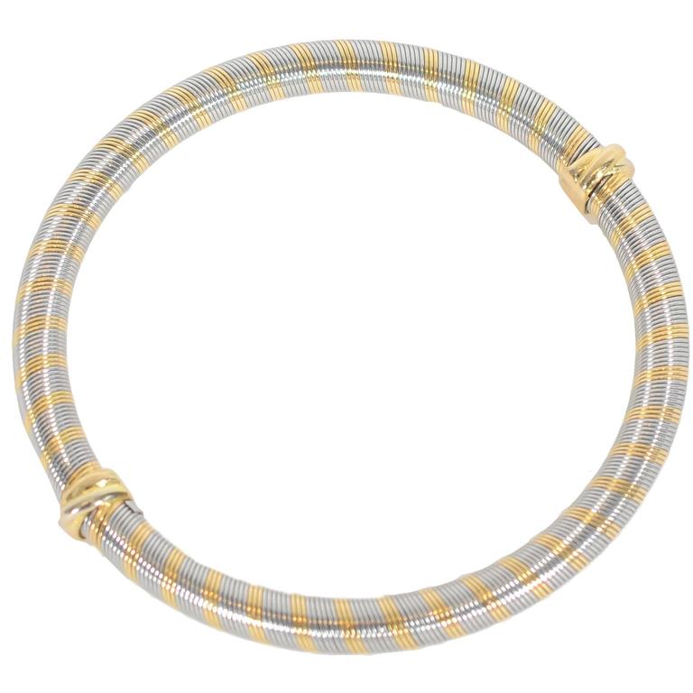 Cartier Steel Gold Bangle Bracelet For At 1stdibs Cartier Steel Gold Bangle Bracelet For